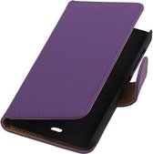 Microsoft Lumia 430 Effen Booktype Wallet Hoesje Paars - Cover Case Hoes