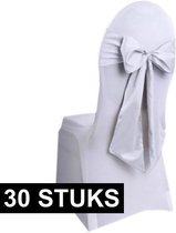 30x Bruiloft stoel decoratie witte strik - Huwelijk stoel versiering - Bruiloft aankleding