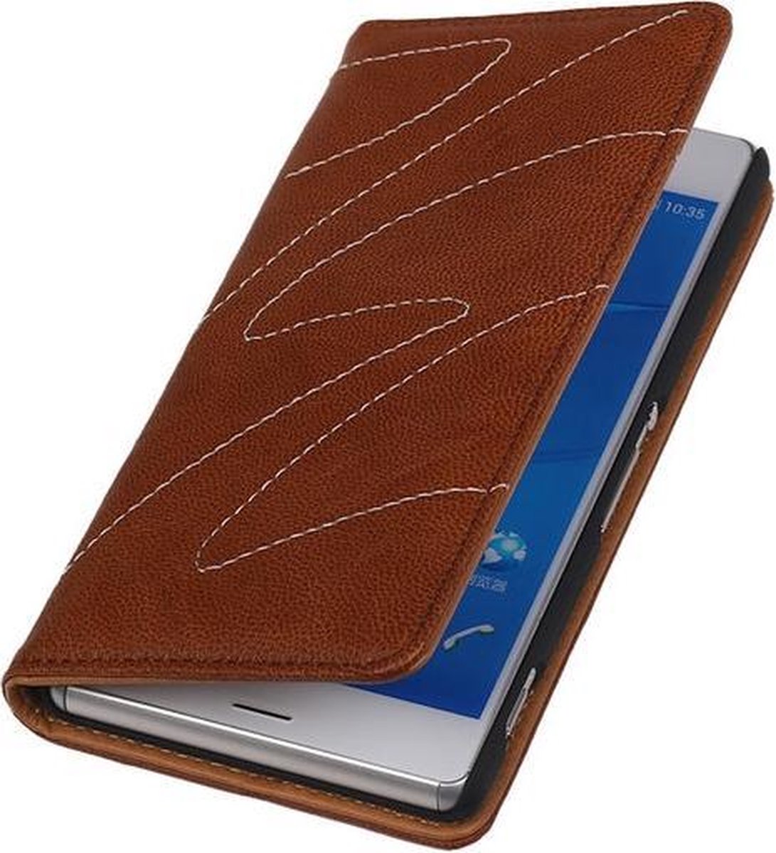 Sony Xperia Z3 - Echt Leer Map Hoesje - Bruin