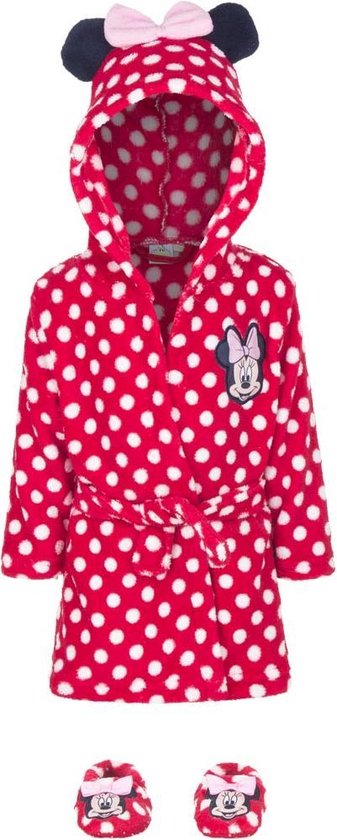 Disney Minnie mouse geschenkset - badjas + sloffen - rood - 9/12 maanden -  cadeaubox | bol.com