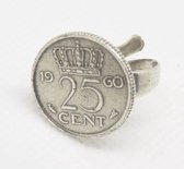 Ring kwartje ,25 cent, verzilverd jaartal 1960