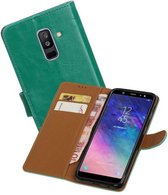 Zakelijke Bookstyle Hoesje voor Samsung Galaxy A6 Plus 2018 Groen