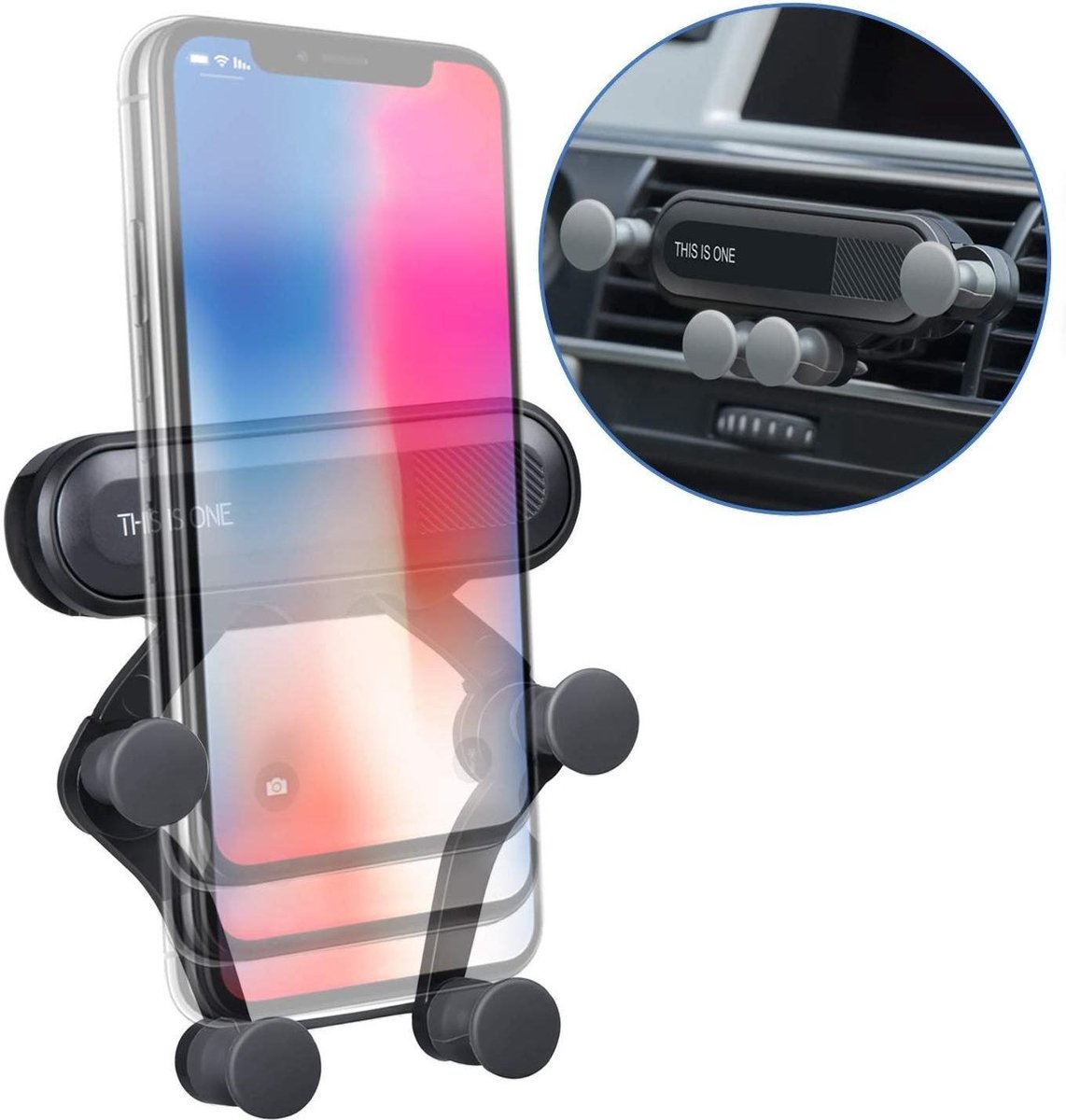 DrPhone V3 - Autohouder - Smartphone Ventilatie Houder met Pneumatische schokbescherming & Automatische vergrendeling & release voor iPhone 13 / 12 / Samsung S21 / Note 20