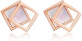 Cilla Jewels Dames oorknoppen Double Square Shell Rose Wit