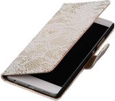 Mobieletelefoonhoesje.nl - Bloem Bookstyle Hoesje voor Huawei P9 Wit