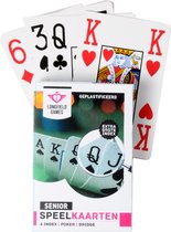 LONGFIELD SENIOR, LAMINATED PLAYING CARDS EXTRA LARGE 4 INDEX ENGLISCH PATTERN