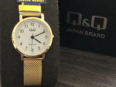 Mooi Goudkleurig Q&Q dames horloge QA21J054