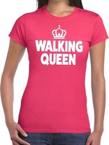 Walking Queen t-shirt roze dames - feest shirts dames - wandel/avondvierdaagse kleding M