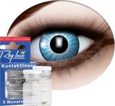 Blauwe contactlenzen.