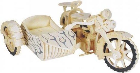 | Bouwpakket Motor met Zijspan hout Cross motor – Houten bouwpakket – 25 cm | Hobby&Co | Houten