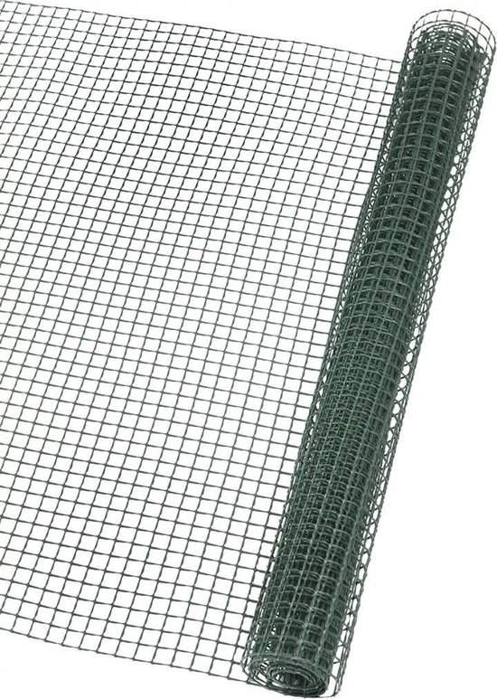 Euro Gaas 10m X 1,0m – PVC Gecoate Tuinomheining, Maaswijdte 76x63 Mm, Groen/grijs, Voor Kippen, Puppy's, Afbakening