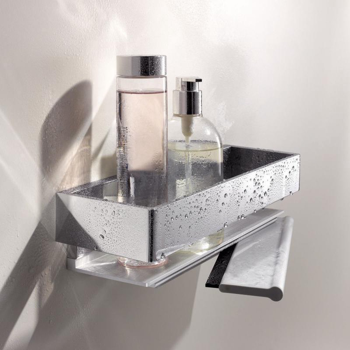 KEUCO Douchemand van metaal, lijm of boren, zilver en hoogglans verchroomd, verborgen bevestiging, 9,5 x 30 x 6,7 cm, wandmontage in de douche