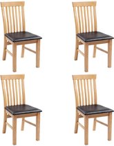 Eetkamerstoelen 4 stuks eikenhout en zwart kunstleer
