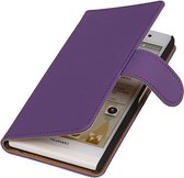 Huawei Ascend P6 Effen Booktype Wallet Hoesje Paars - Cover Case Hoes