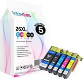 Inktdag inktcartridges voor Epson 26XL, multipack van 5 kleuren voor Epson Expression Premium XP510, XP520, XP600, XP605, XP610, XP615, XP620, XP625, XP700, XP710, XP720, XP800, XP810, XP820