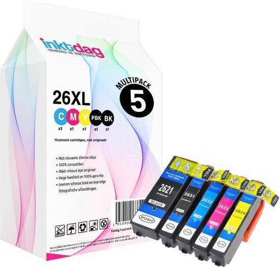 Cartouches d'encre Day Ink pour Epson 26XL multipack de 5 couleurs adaptées  aux... | bol.com