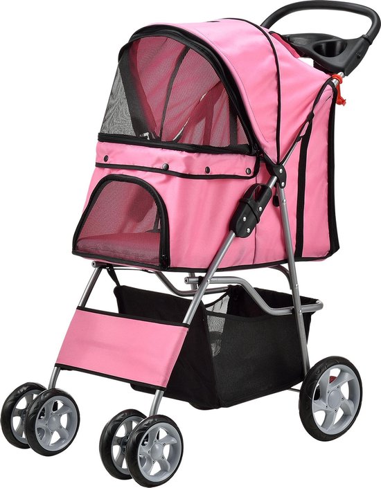 Foto: Hondenbuggy met 4 wielen 73x46x100 cm max 15 kg roze