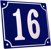 Huisnummerbord groot 'blauw' 16