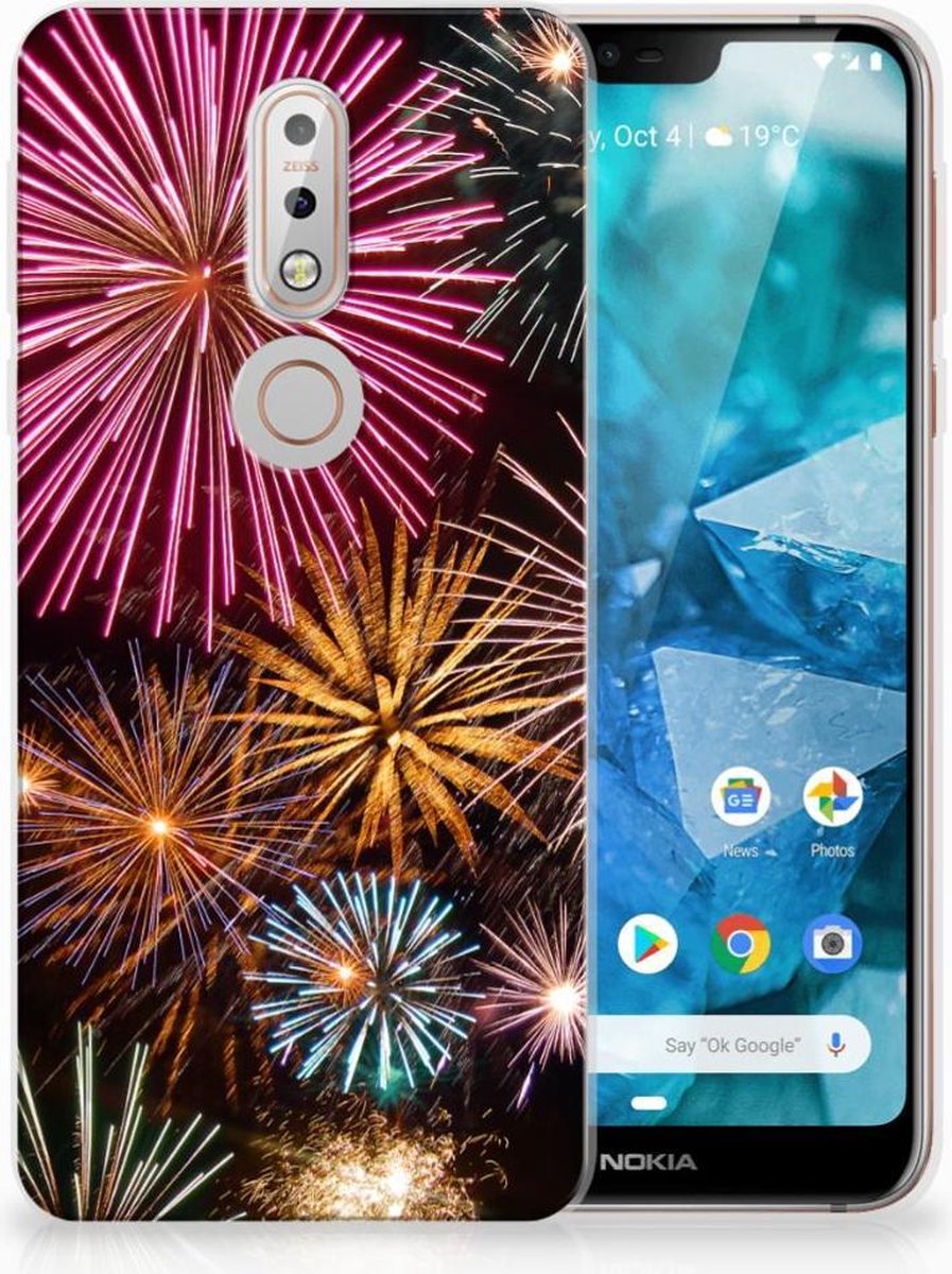 Back Cover voor Nokia 7.1 Silicone Back Cover Vuurwerk