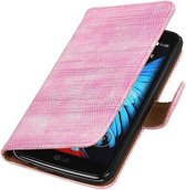 Hagedis Bookstyle Wallet Case Hoesje Geschikt voor LG K8 Roze