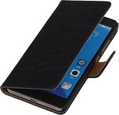 Croco Bookstyle Wallet Case Hoesje Geschikt voor Huawei Honor 7 Zwart