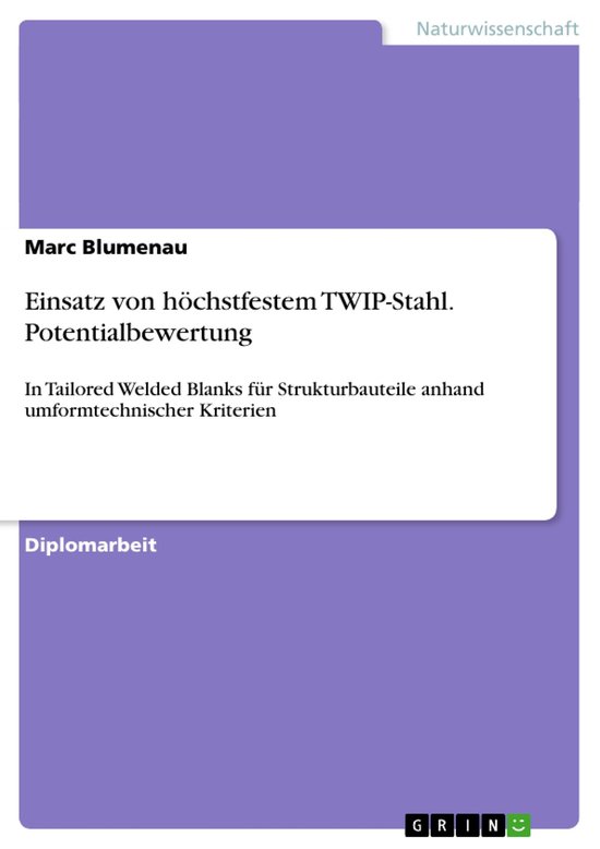 Einsatz von höchstfestem TWIP-Stahl. Potentialbewertung - cover