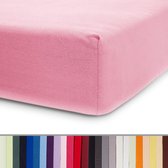Lumaland - Jersey hoeslaken - elastische rand - 100% katoen - 160g/m² 100 x 200 cm - 120 x 200 cm - Rosa