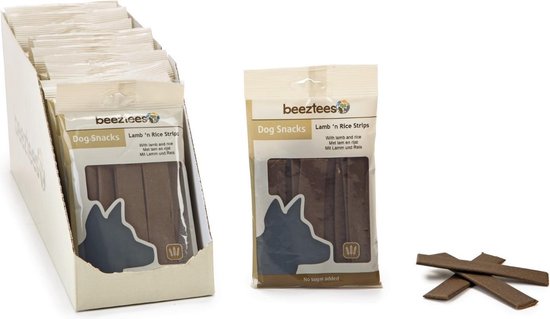Beeztees lam en rijst strips - hondensnack - 150 gram