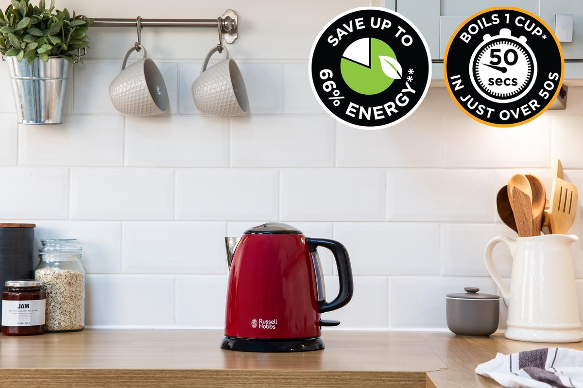 Russell Hobbs 24992-70 Colour Plus+ Mini Waterkoker 1 Liter - Rood — afbeelding 7