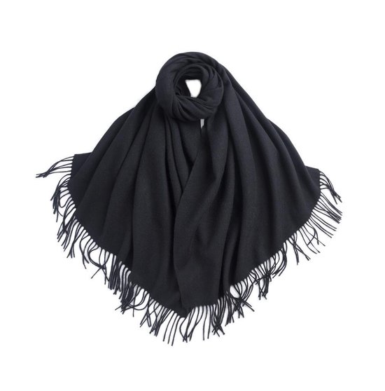 omringen lijn opbouwen Dames Sjaal en Omslagdoek van 100% Wol - 200×70 cm - Zwart | LENGKEORL |  bol.com