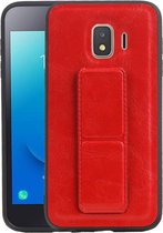 Grip Stand Hardcase Backcover - Telefoonhoesje - Achterkant Hoesje - Geschikt voor Samsung Galaxy J2 Core - Rood
