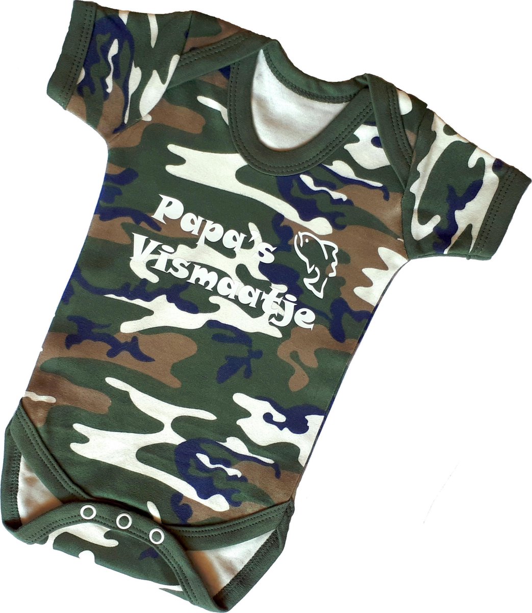snel Geheugen Interpretatief Camouflage Babyromper Papa's Vismaatje maat 68 Babyshower Visser Baby  Rompertje Cadeau... | bol.com