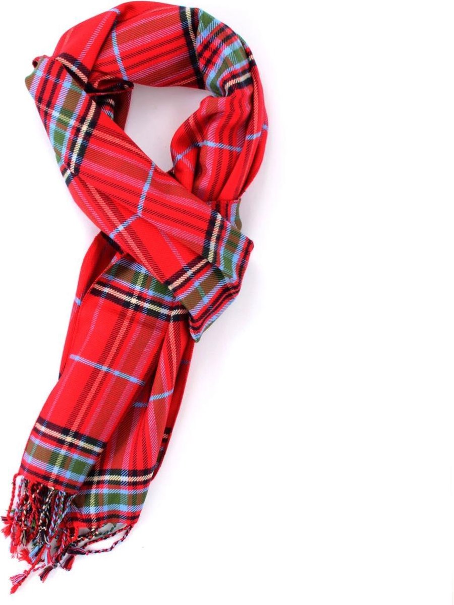 overzee Raad zijn Rode sjaal - Schotse ruit design - Zachte stijlvolle sjaal voor heren |  bol.com