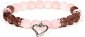 Armband Rozenkwarts/Aardbeienkwarts met Hartje Armband Rozenkwarts/Aardbeienkwarts met Hartje