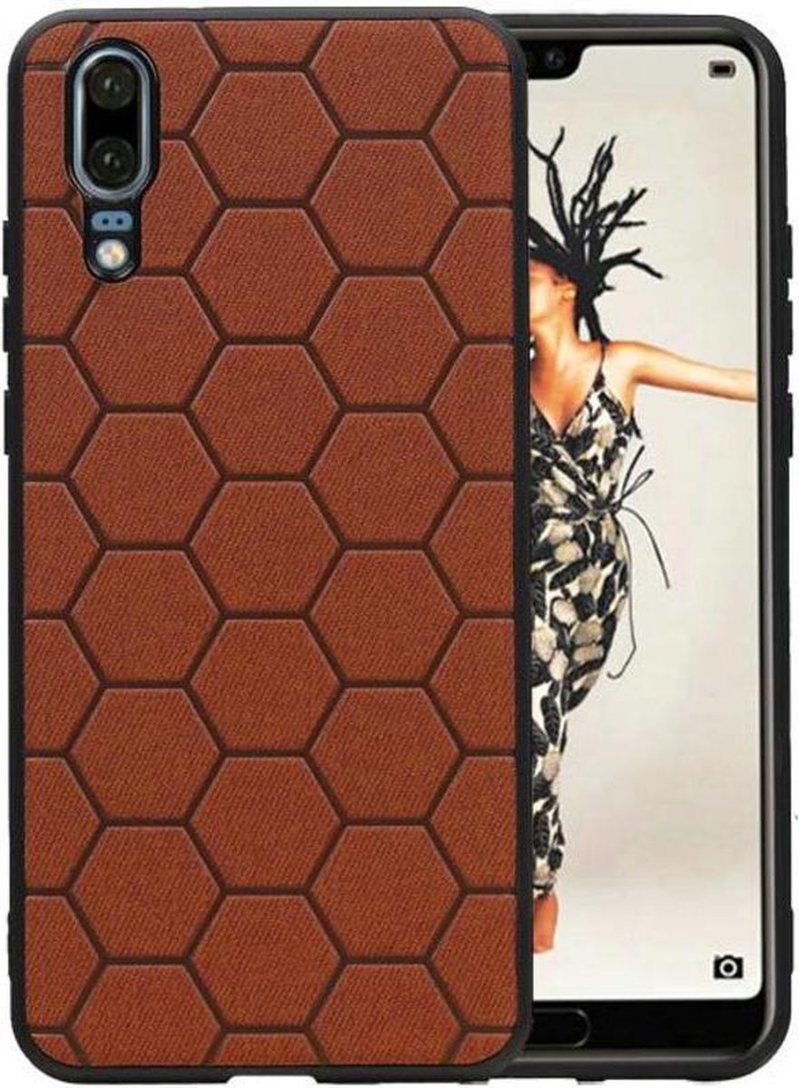 Bruin Hexagon Hard Case voor Huawei P20