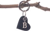 sleutelhanger Hart zwart letter B