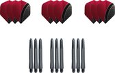 Dragon darts - Dartset - 3 sets Curve dart flights en 3 sets nylon darts shafts - 18 pcs - Rood - darts flights