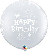 Qualatex - Megaballon Bedrukt 'Shining Happy Birthday' Diamond Clear 95 cm (2stuks)