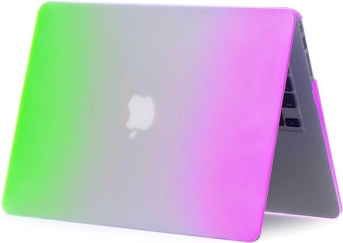 Macbook Case voor New Macbook PRO 13 inch met of zonder Touch Bar 2016/2017 - Laptop Cover - Regenboog Motief Paars Groen