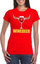 Foute Kerst t-shirt wijntje Winedeer rood voor dames XL