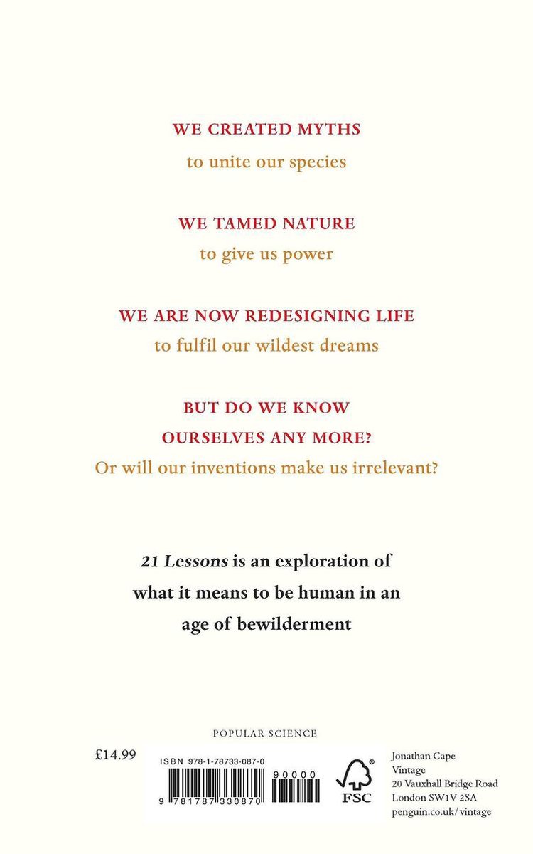 21 Lessons for the 21st Century - back cover