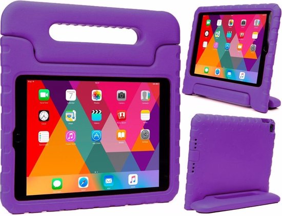 Hoes Geschikt voor iPad Mini 5 Hoes Kinder Hoesje Kids Case Cover Kidsproof - Hoesje Geschikt voor iPad Mini 5 Hoesje Kinder Hoesje - Paars.