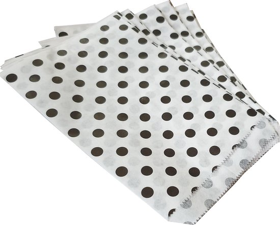 Mislukking acre West Papieren zakjes / cadeauzakjes 17,5x25 cm wit met zwarte stip 100 stuks |  bol.com