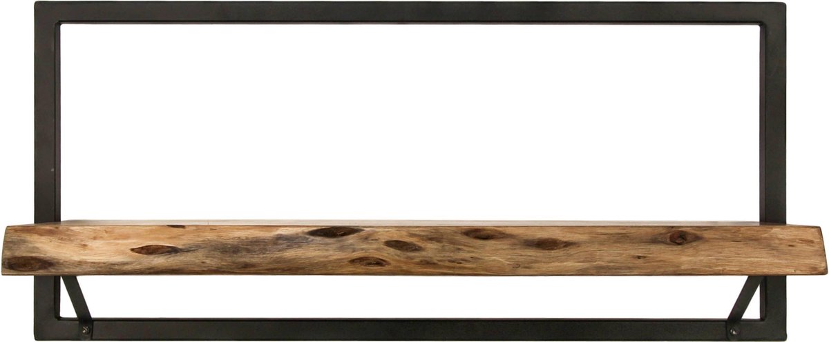 Wandplank Levels Live Edge - 70x32 cm - acacia/ijzer