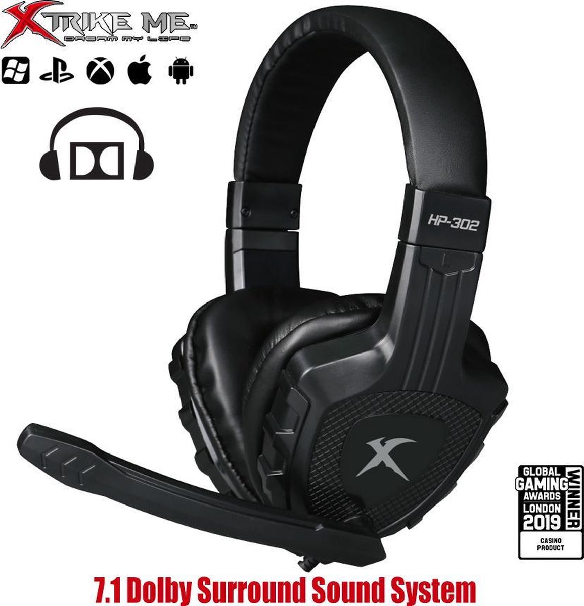 Xtrike Me HP-302 Performance Gaming Headset - Over-ear, 50mm drivers, Aluminium Frame