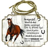 Spreukenbordje Paarden: Bruin paard