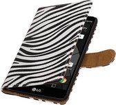Zebra Bookstyle Wallet Case Hoesje voor LG Stylus 2 Plus K530 Wit