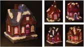 Kerstdorp - Kersthuisjes - met multi kleur Led verlichting - Set van 5 stuks