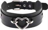 Gothic Choker Heart |Goth | Collier | Faux Leather | BSDM Collar | Trendy | Uniek | Ketting | Punk | Alternative | Rock | Cadeau voor haar | Basic Black  - One size fits all