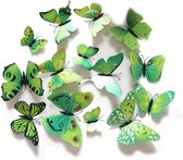 3D Vlinders Muurstickers (Groen) - Vlinder Muursticker